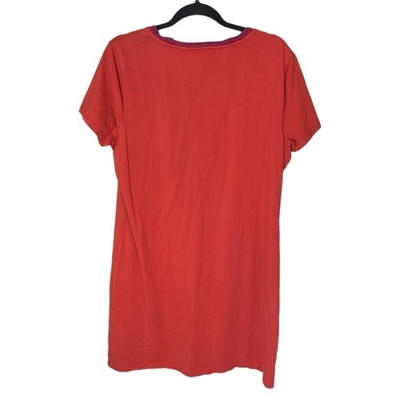 Chaps Orange Nightgown Sleep Shirt with Rhinestone Logo Tie Front Womens Size XL - Picture 2 of 7